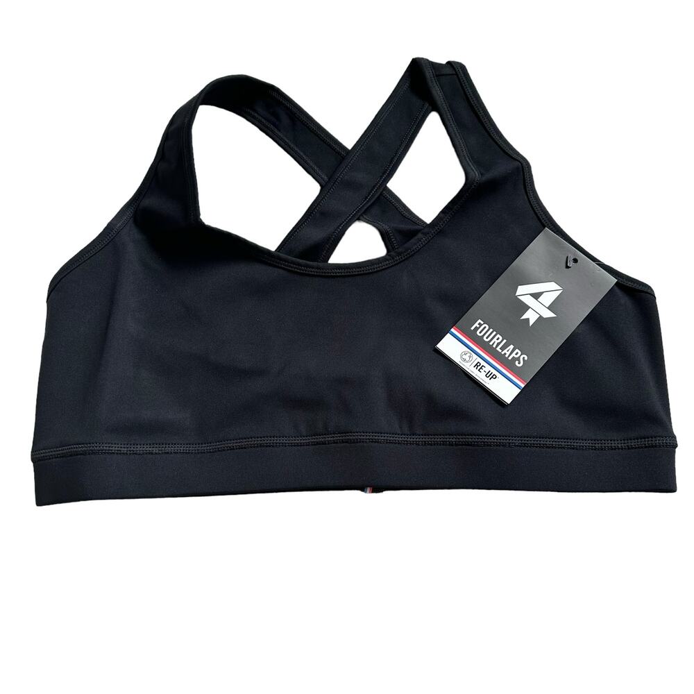 FOURLAPS Infinity Sports Bra Basic‎ Black Women's Size Large NWT Medium Support